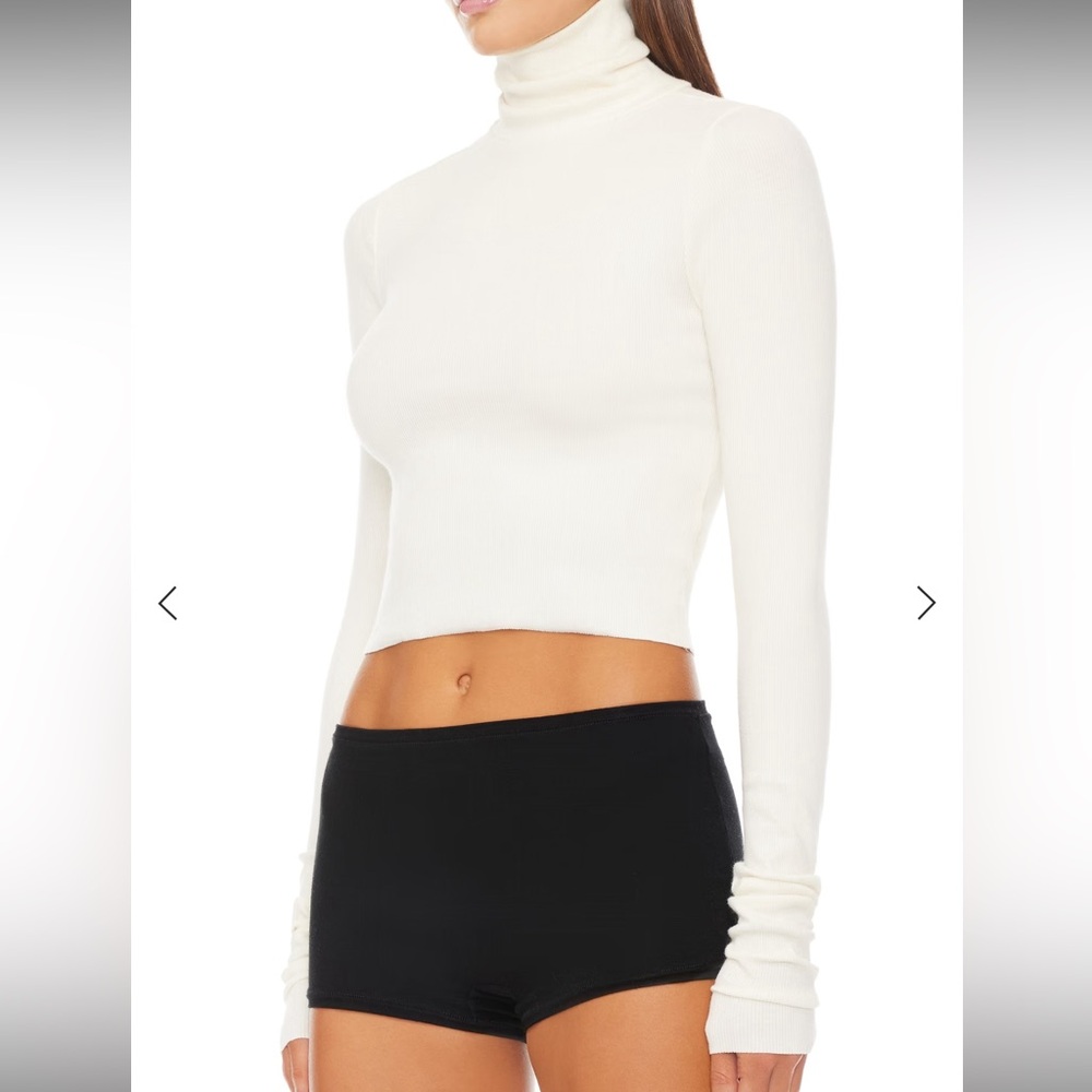 ETERNE Cropped Ribbed Turtleneck Top Sz M - Picture 3 of 11
